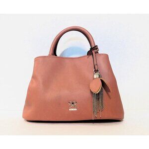 Nine West Faux Leather Purse Mauve Pink Tassel Handbag Adj Crossbody Strap